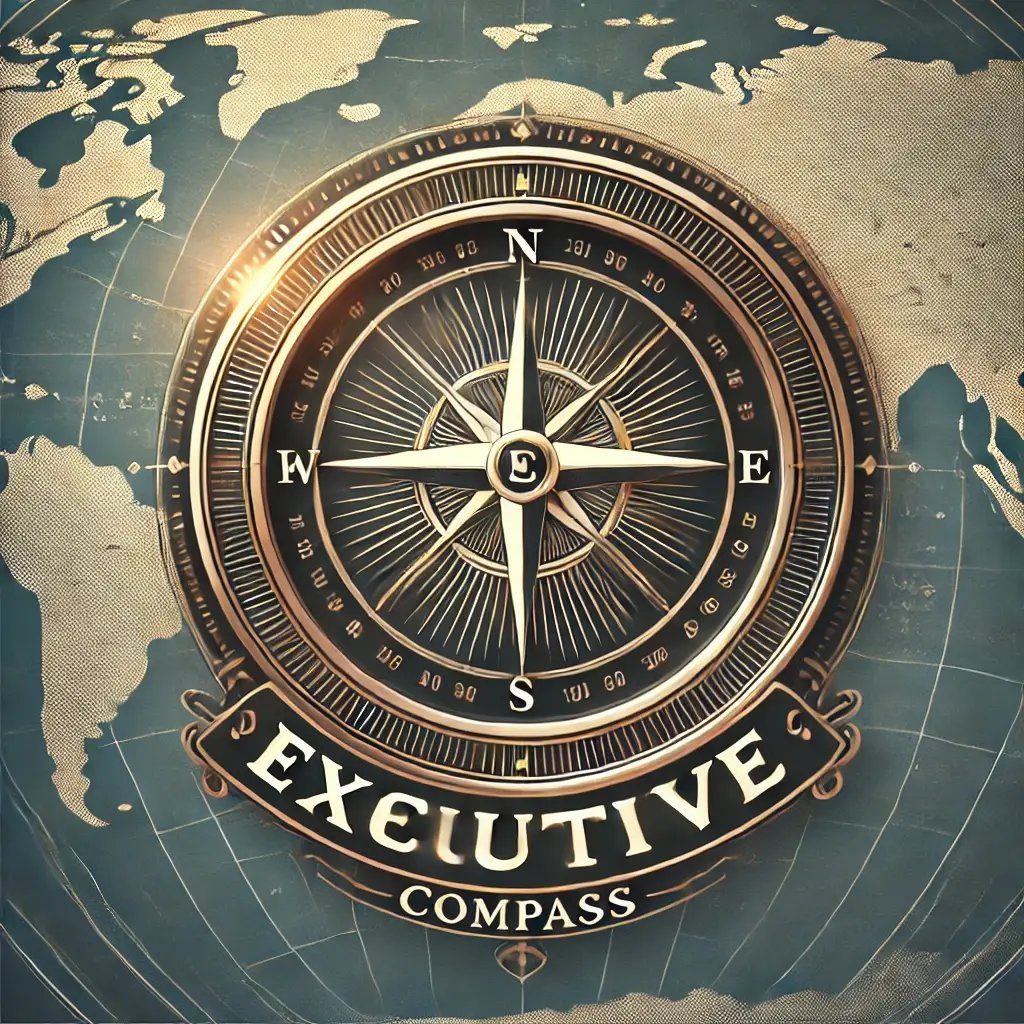 DALL·E 2024-07-10 11.53.45 - Create a professional and sophisticated visual representation of Executive Compass featuring a detailed, realistic compass overlaid on a subtle worl