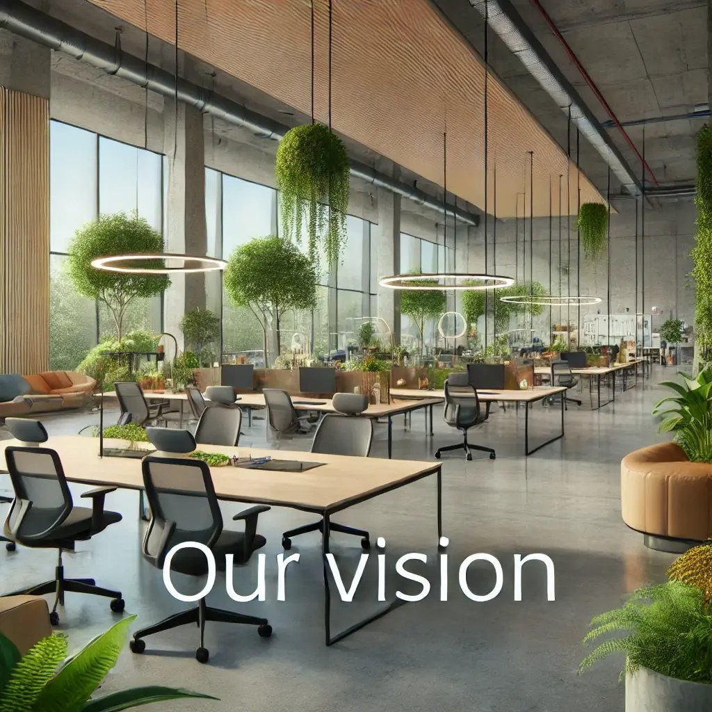 DALL·E 2024-07-16 16.48.17 - A modern office environment designed for optimal creativity and collaboration, featuring an open space with ergonomic furniture, green plants, and amp
